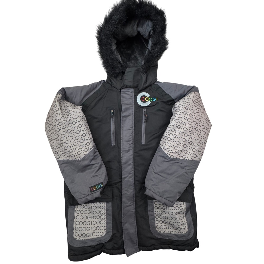 Coogi‎ Hooded Jacket Women's Large Full Zip Black And Grey